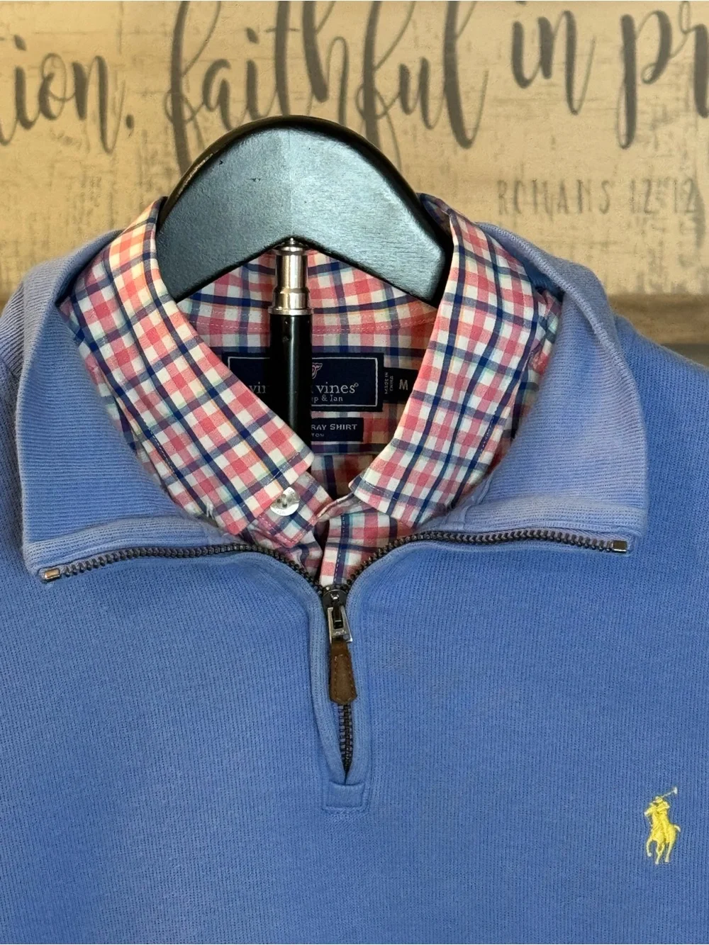Polo by Ralph Lauren Light Blue Half-Zip Sweatshirt with Yellow Pony